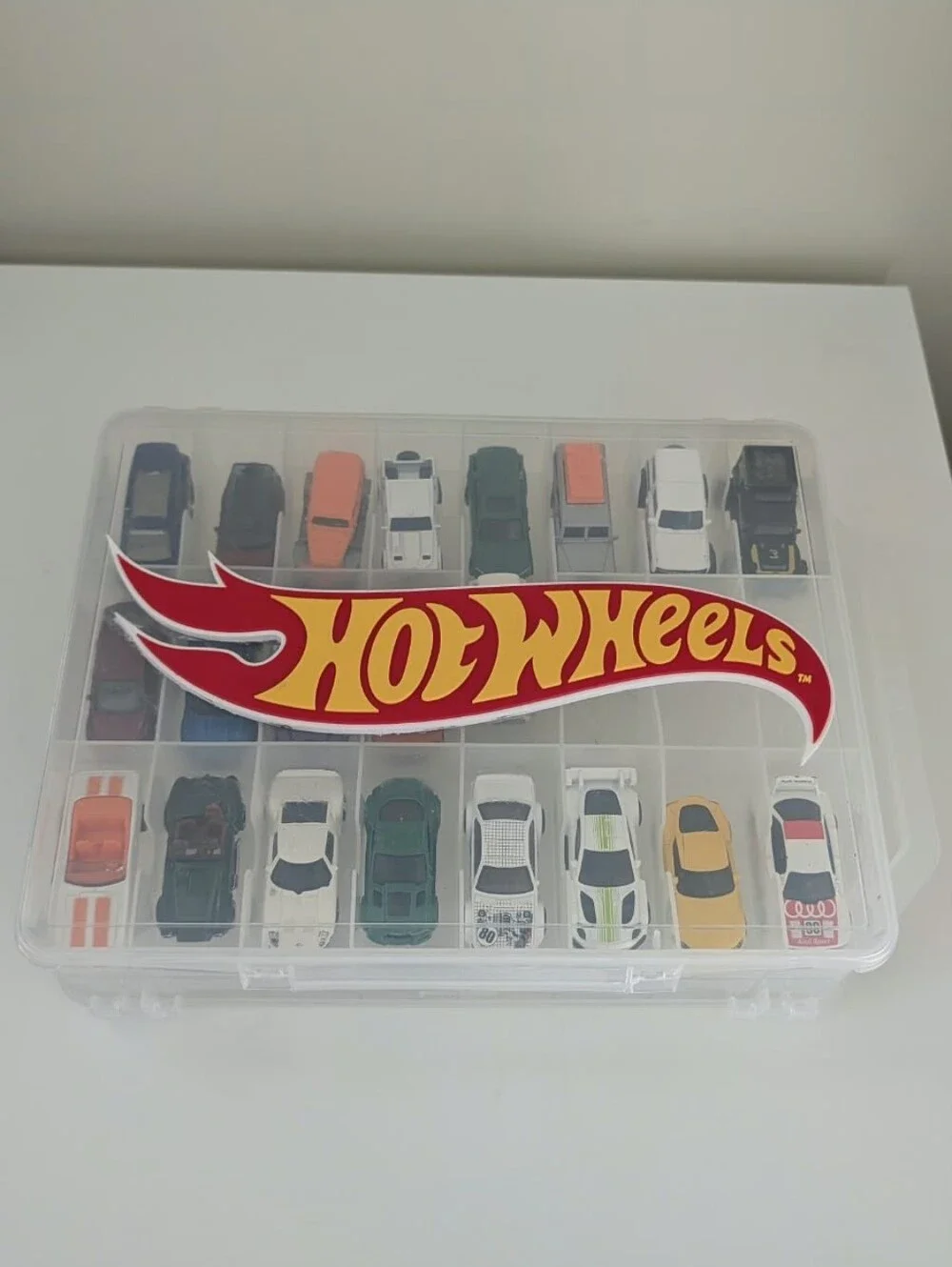 Clear Storage Case with Custom 3D-Printed Hot Wheels Emblem